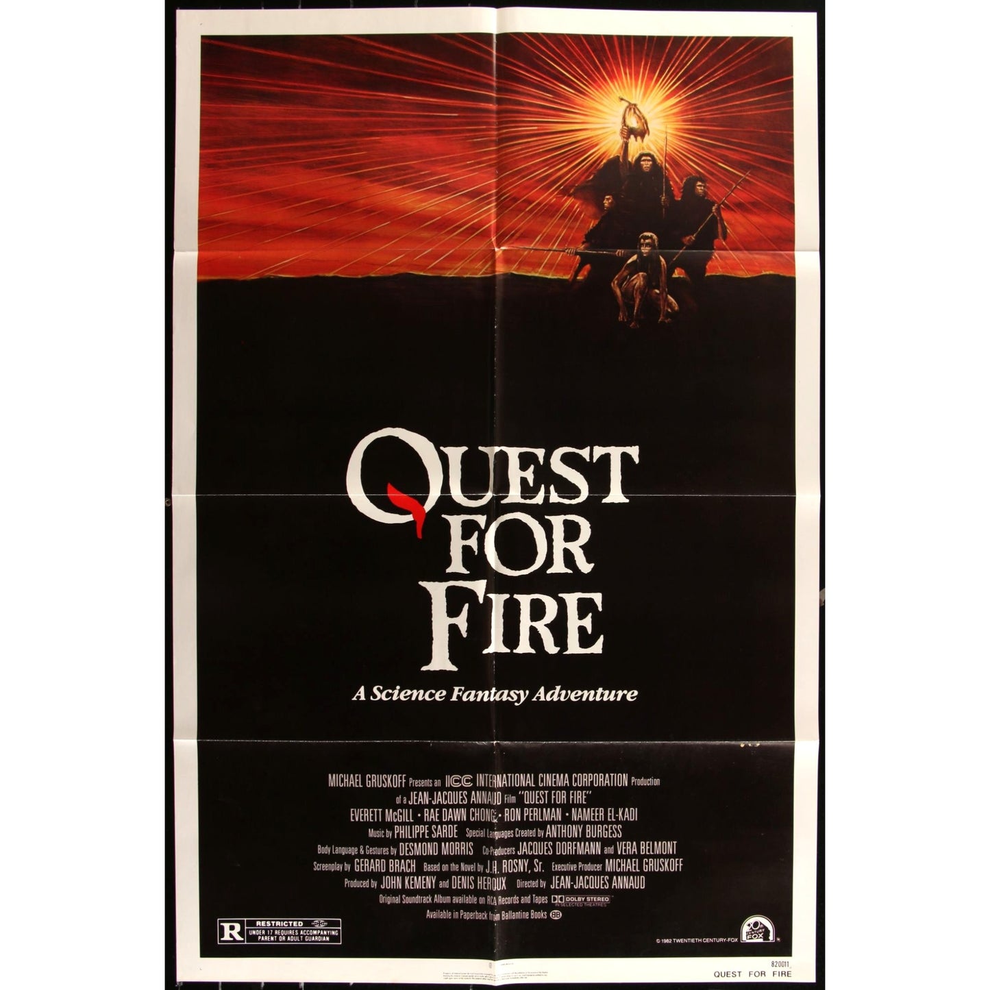 Quest for Fire (1981) Original Movie Poster 27x41 Folded Ron Perlman EMP36