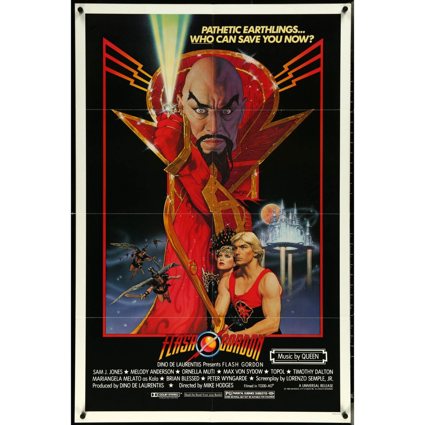 FLASH GORDON (1980) Original Sci-Fi Movie Poster 27x41 Folded Music by Queen