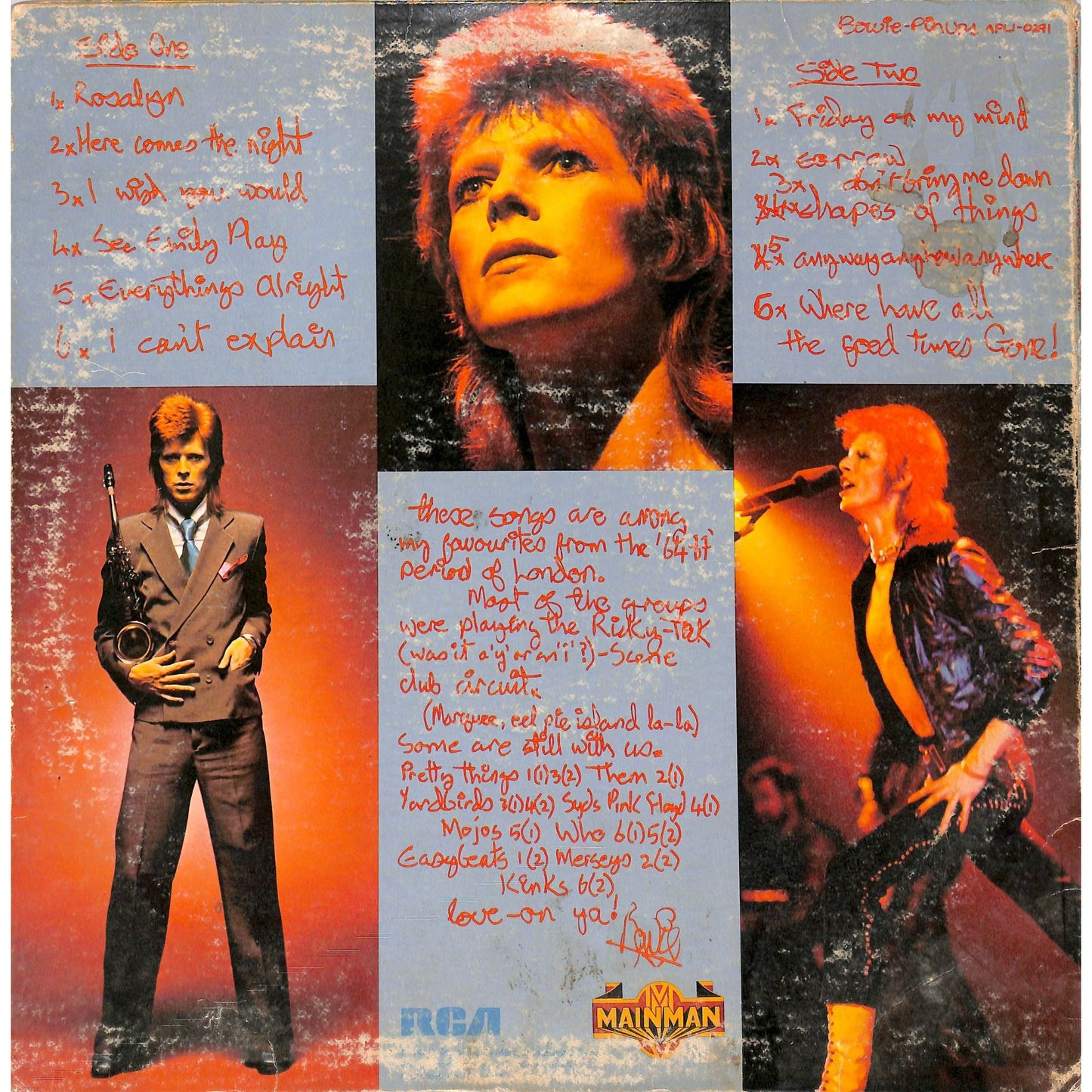 David Bowie - Pinups Vinyl Record APL1-0291