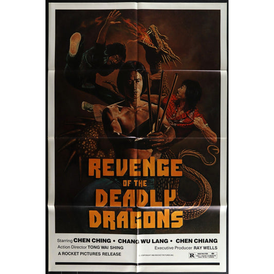 Revenge of the Deadly Dragon (1982) Original Movie Poster Folded 27x41EM8-446