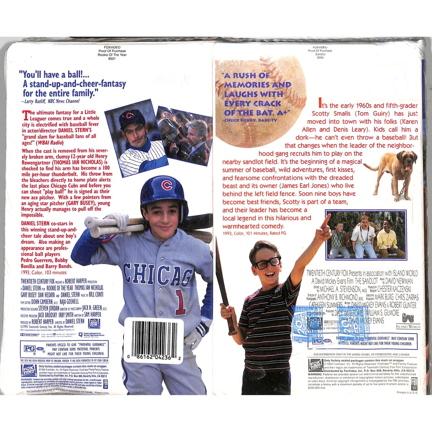 The Sandlot (1993) / Rookie of the Year (1993) BRAND NEW SEALED VHS TAPES