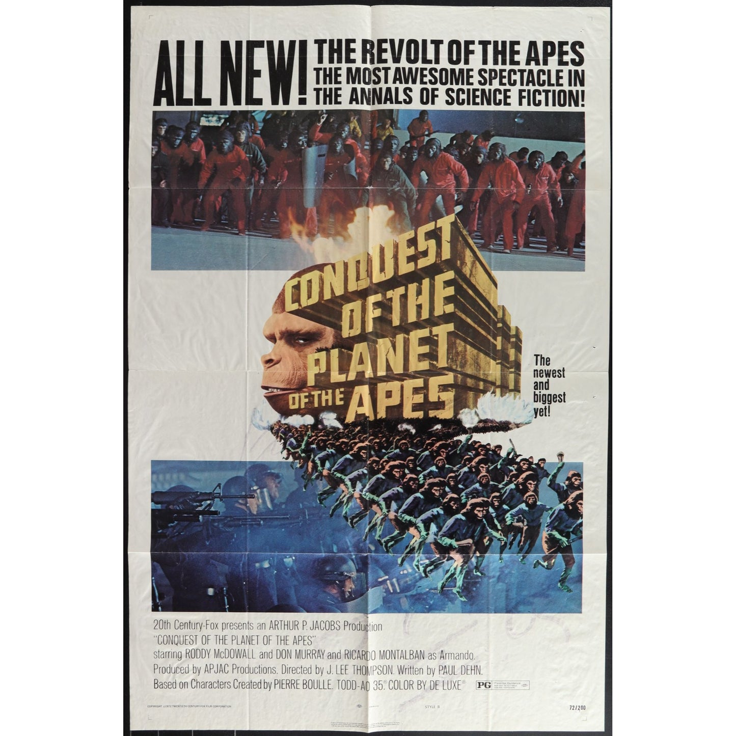 Conquest of the Planet of the Apes (1972) Original Movie Poster Folded 27x41