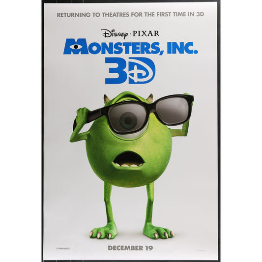 Monsters, Inc. 3D (2001) Original Double-sided Movie Poster Rolled 27x40