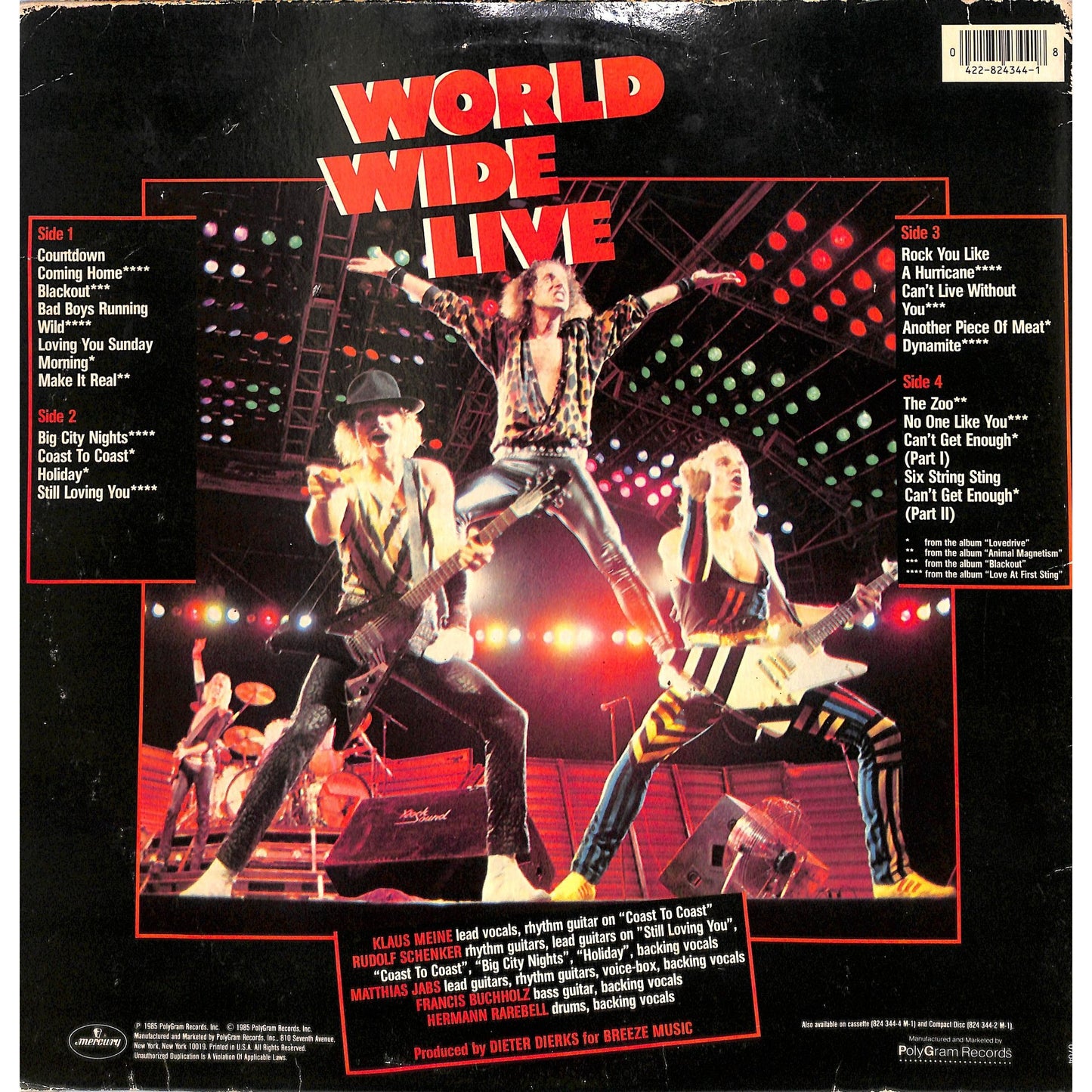 Scorpions - World Tour Live 2LP Vinyl Record 422-824 344-1 M-2