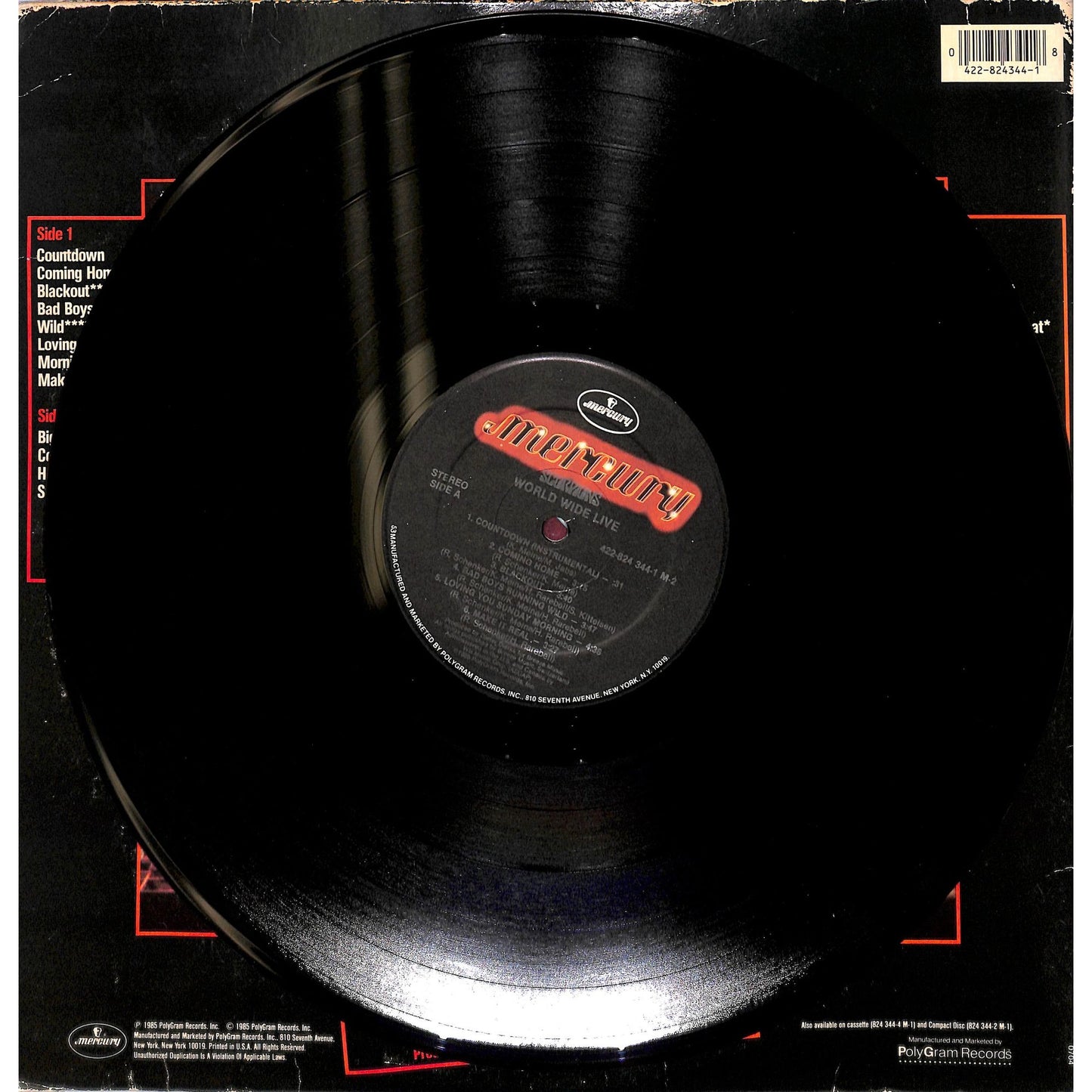 Scorpions - World Tour Live 2LP Vinyl Record 422-824 344-1 M-2