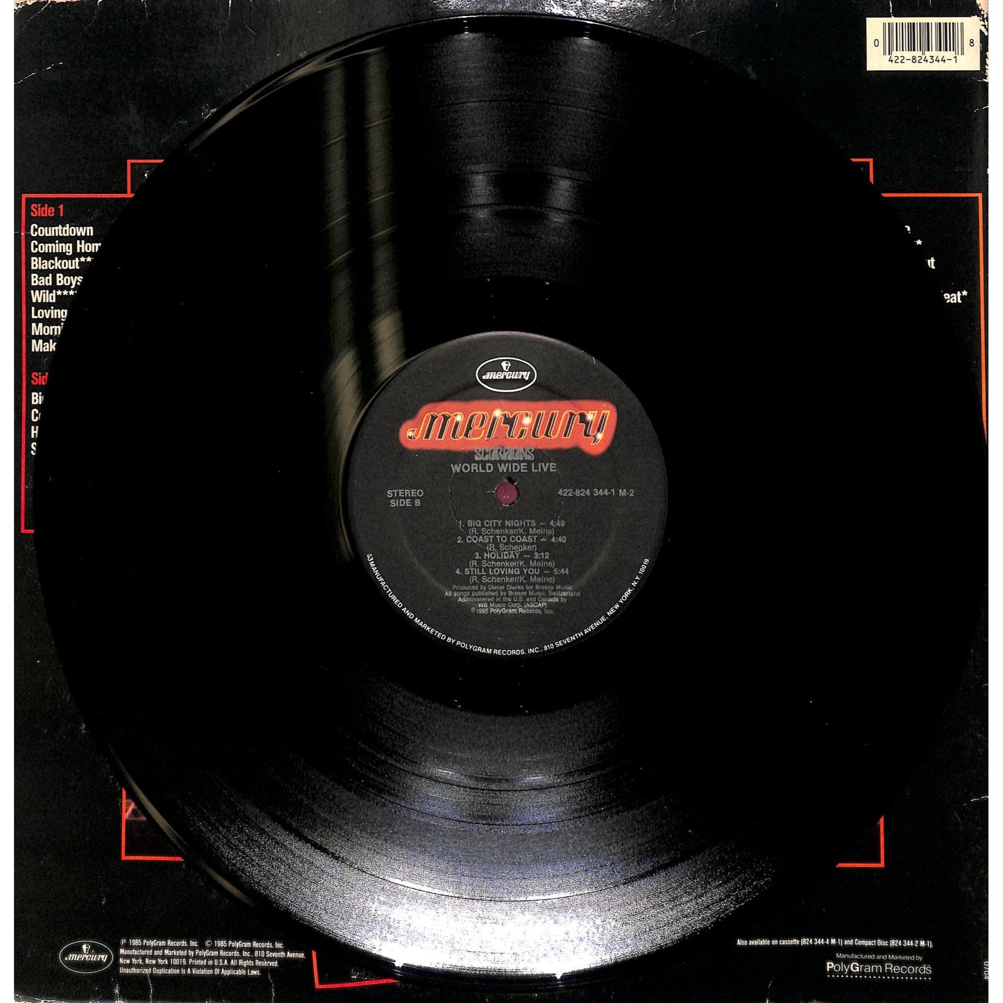 Scorpions - World Tour Live 2LP Vinyl Record 422-824 344-1 M-2