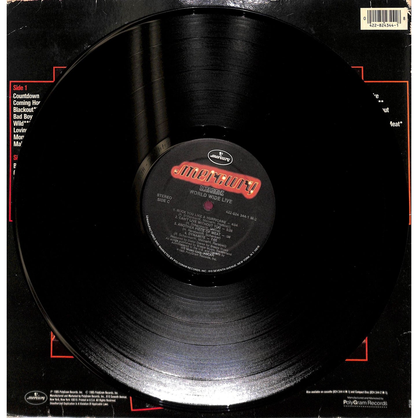 Scorpions - World Tour Live 2LP Vinyl Record 422-824 344-1 M-2