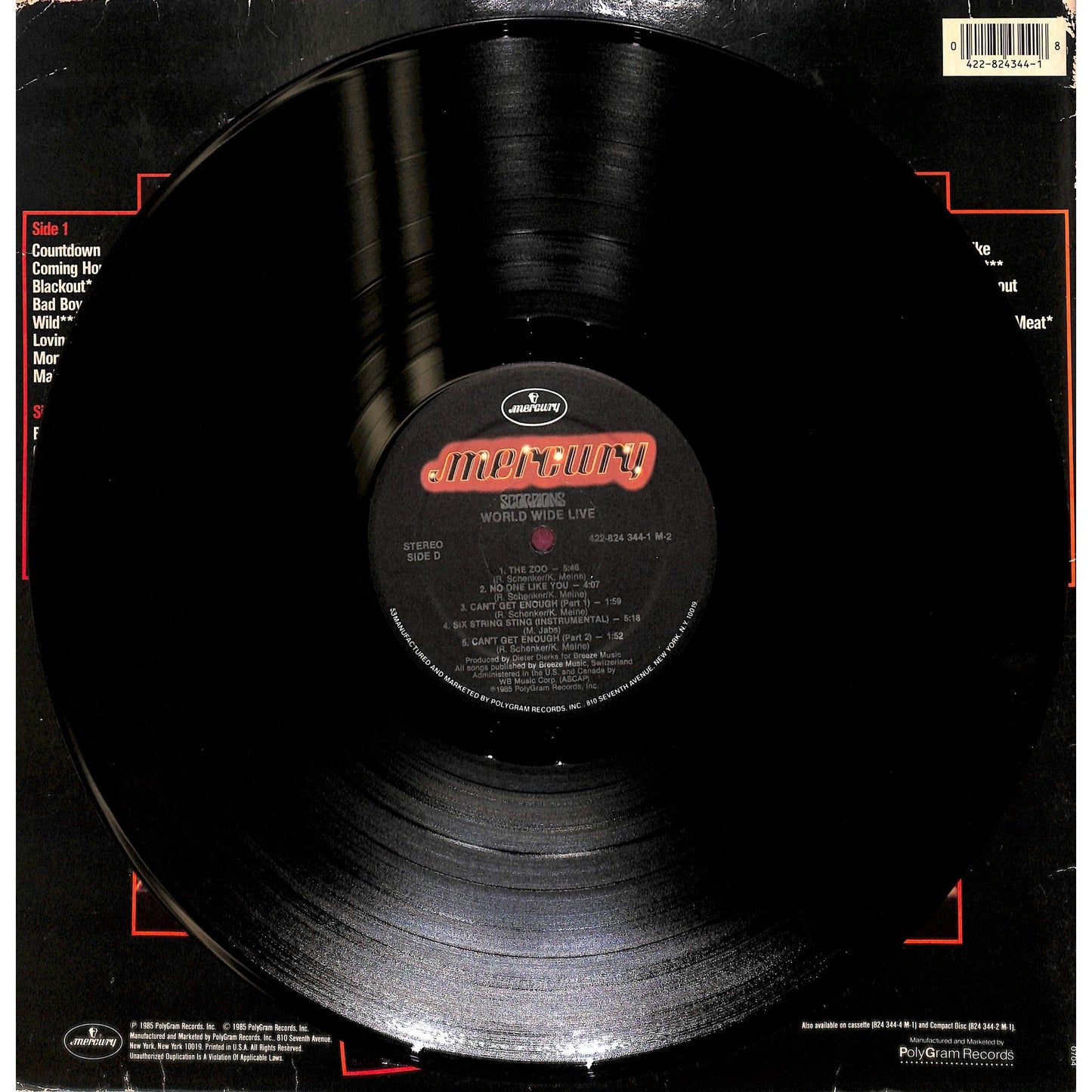 Scorpions - World Tour Live 2LP Vinyl Record 422-824 344-1 M-2