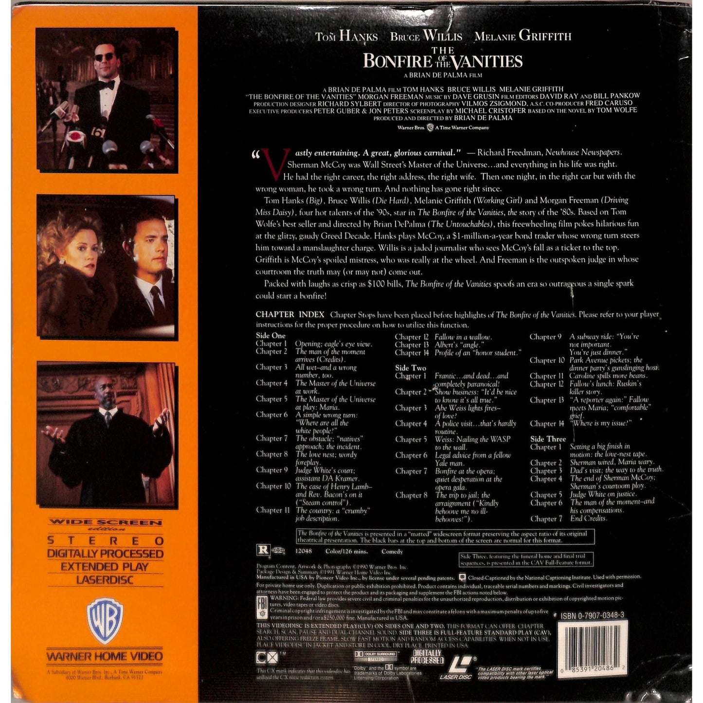 The Bonfire of the Vanities (1990) Laserdisc
