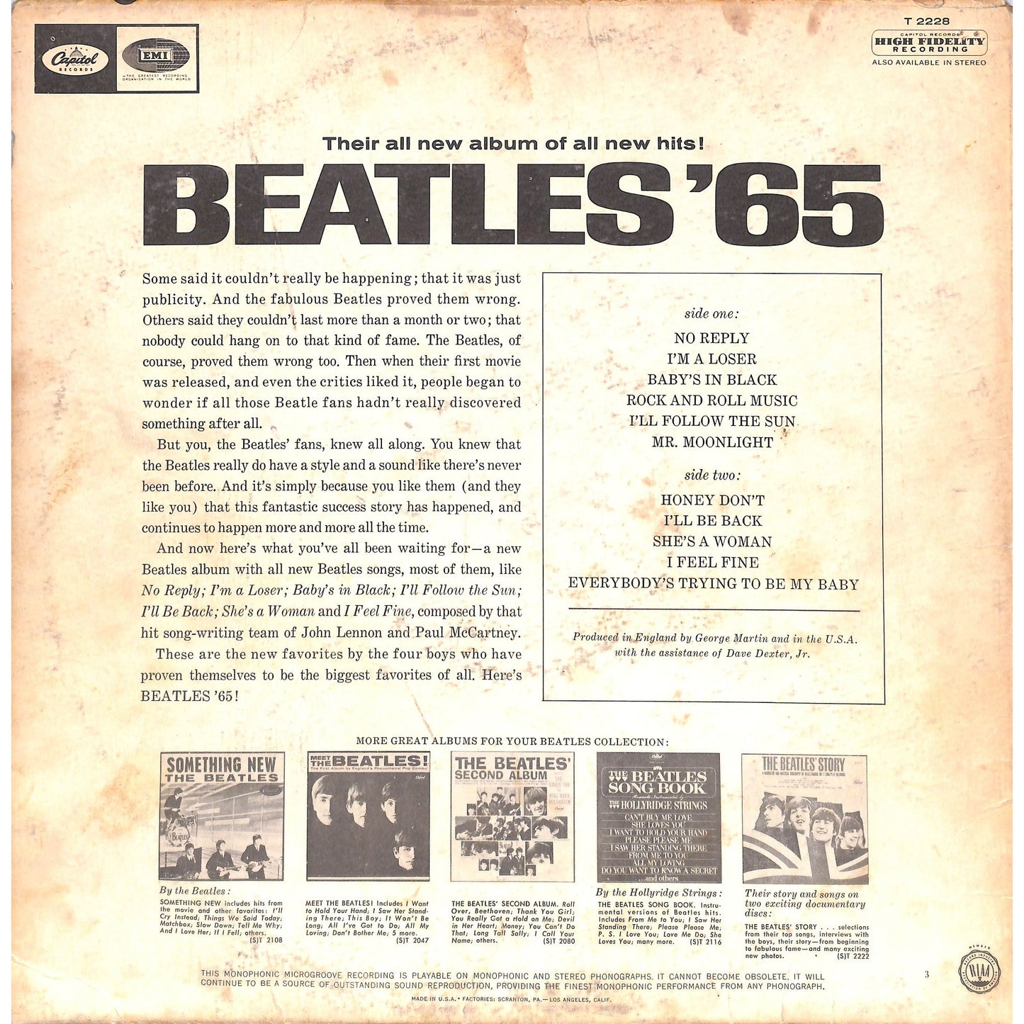 The Beatles - Beatles 65' Vinyl Record T-2228