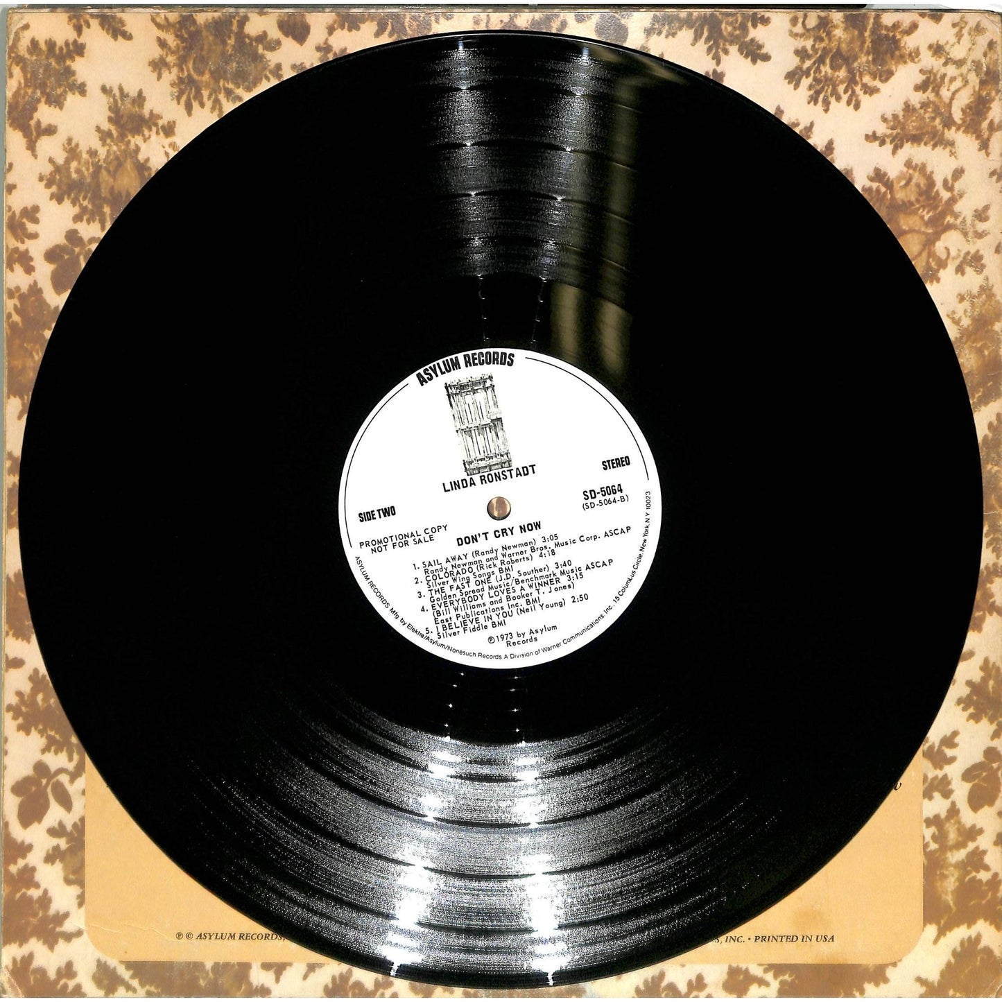Linda Ronstadt - Don't Cry Now (1973) Promotional Vinyl Record SD-5064