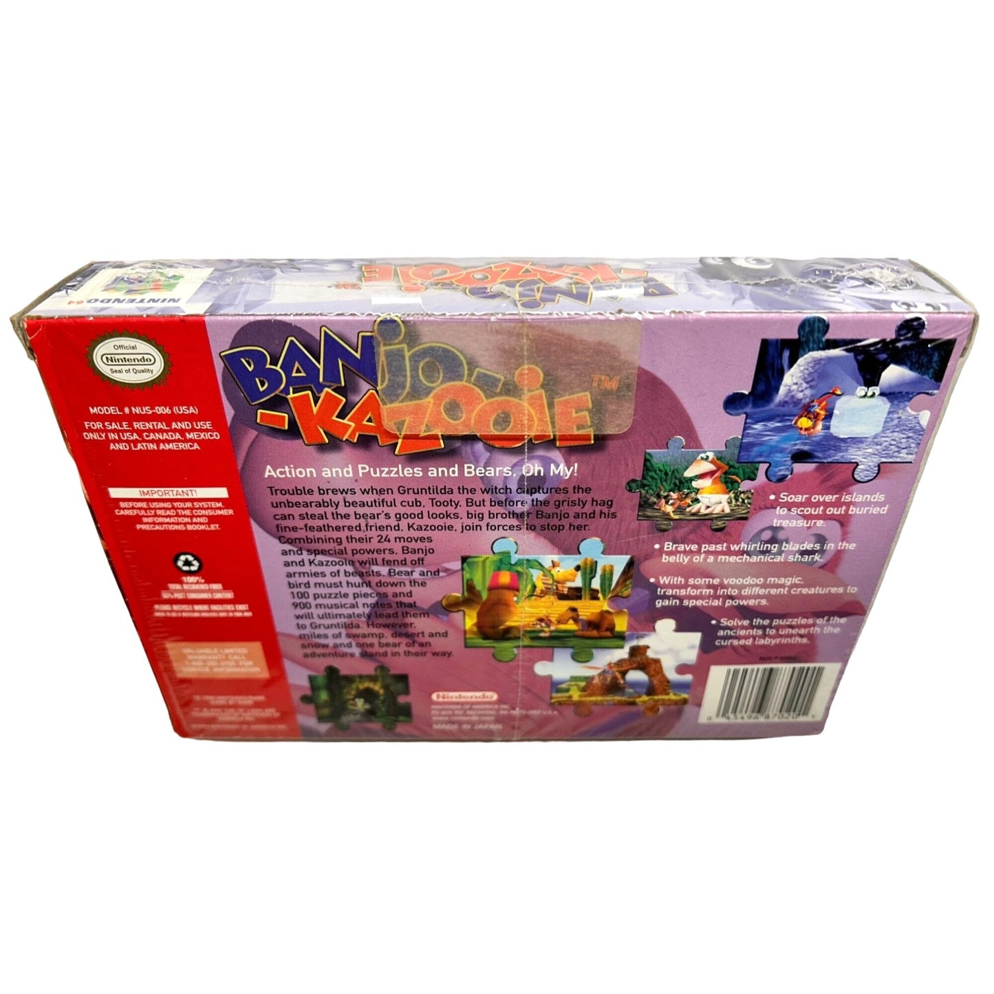Banjo-Kazooie (Nintendo 64 1998) CIB with Manuals Partial Seal and Hang-tab NM
