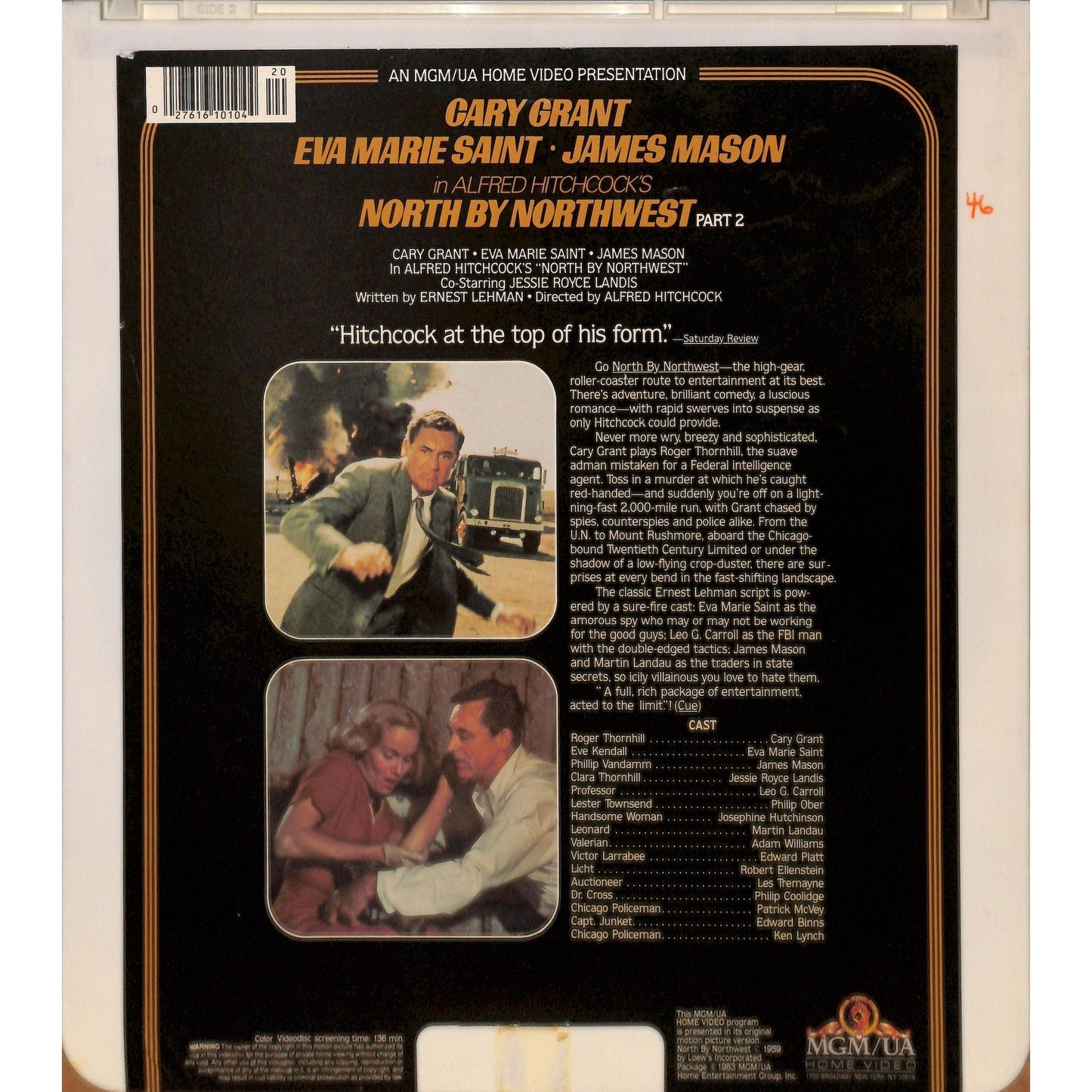 North By Northwest 1&2 (1959) CED RCA SelectaVision TESTED WORKING