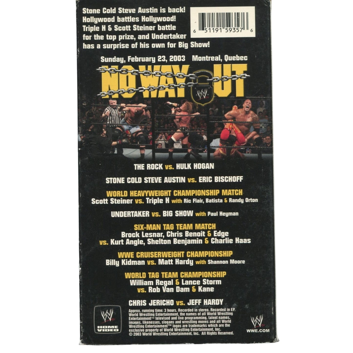 WWE: No Way Out (2003) Wrestling VHS Tape - The Rock VS Hulk Hogan