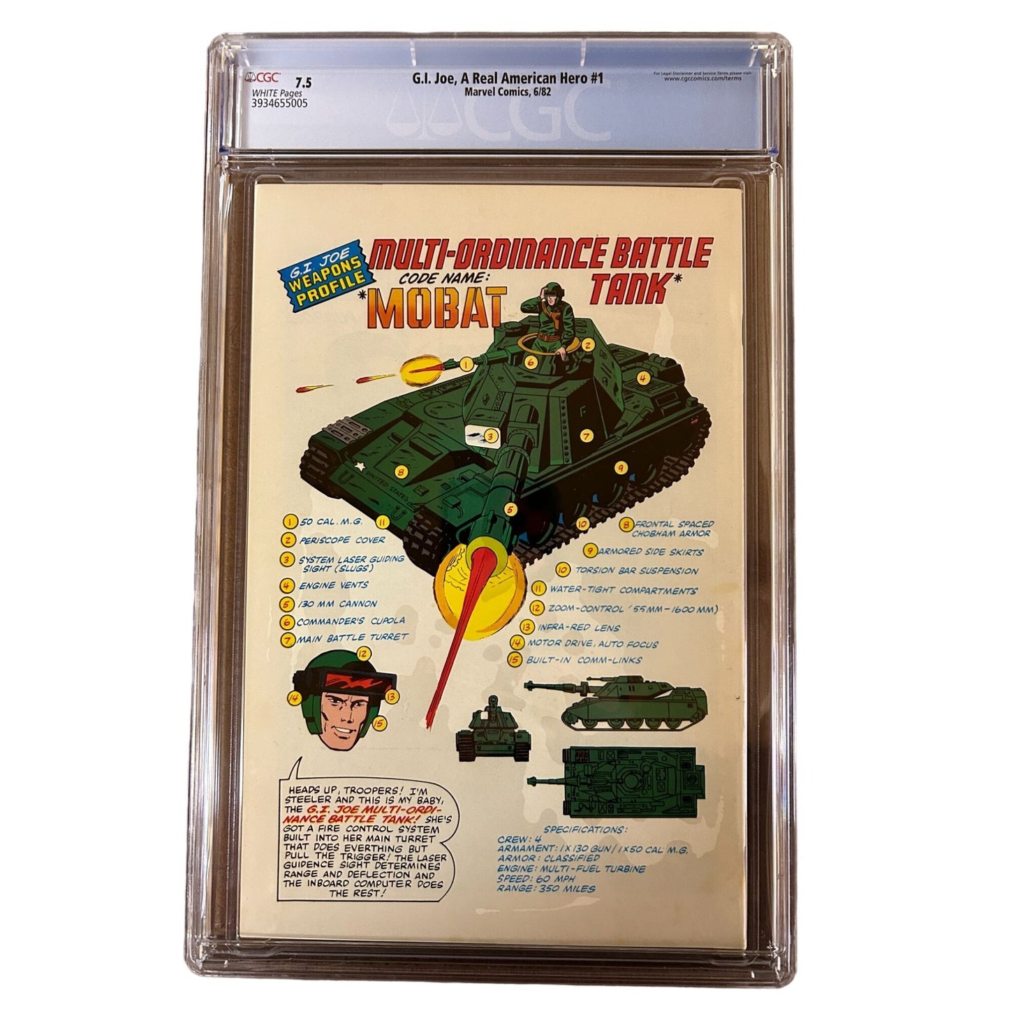 G.I Joe, A Real American Hero #1 CGC Graded 7.5