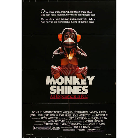 Monkey Shines (1988) Original Movie Poster 27x40 George A. Romero Horror EMP55