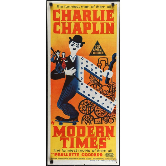 Modern Times - Charlie Chaplin - Australia Daybill Poster Re-Release 1950's era