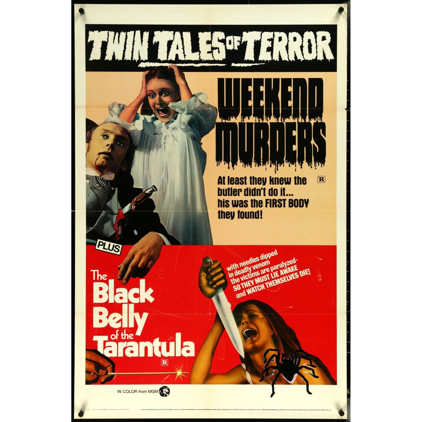 WEEKEND MURDERS 1972 Original Folded Poster ship rolled 27" x 41"