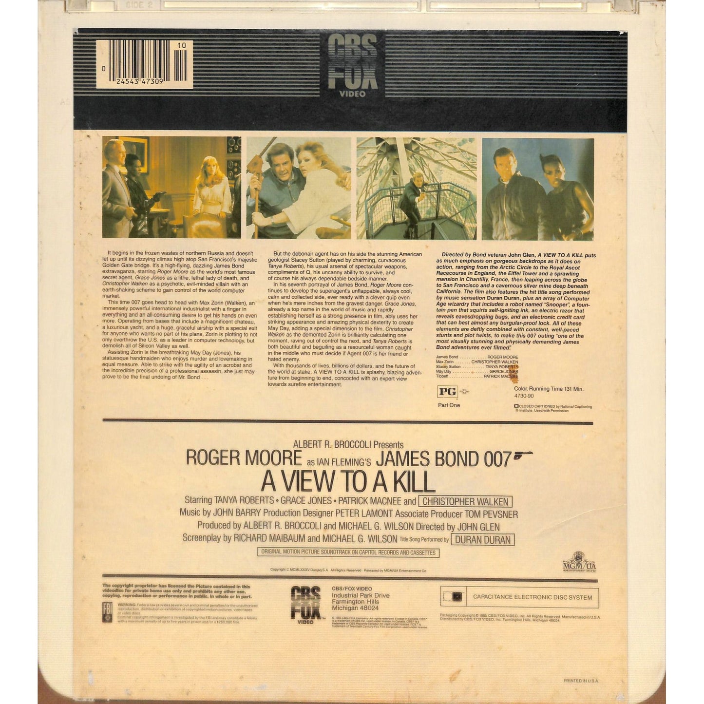 A View to a Kill Parts 1 & 2 (1985) Vintage CED Videodisc TESTED WORKING