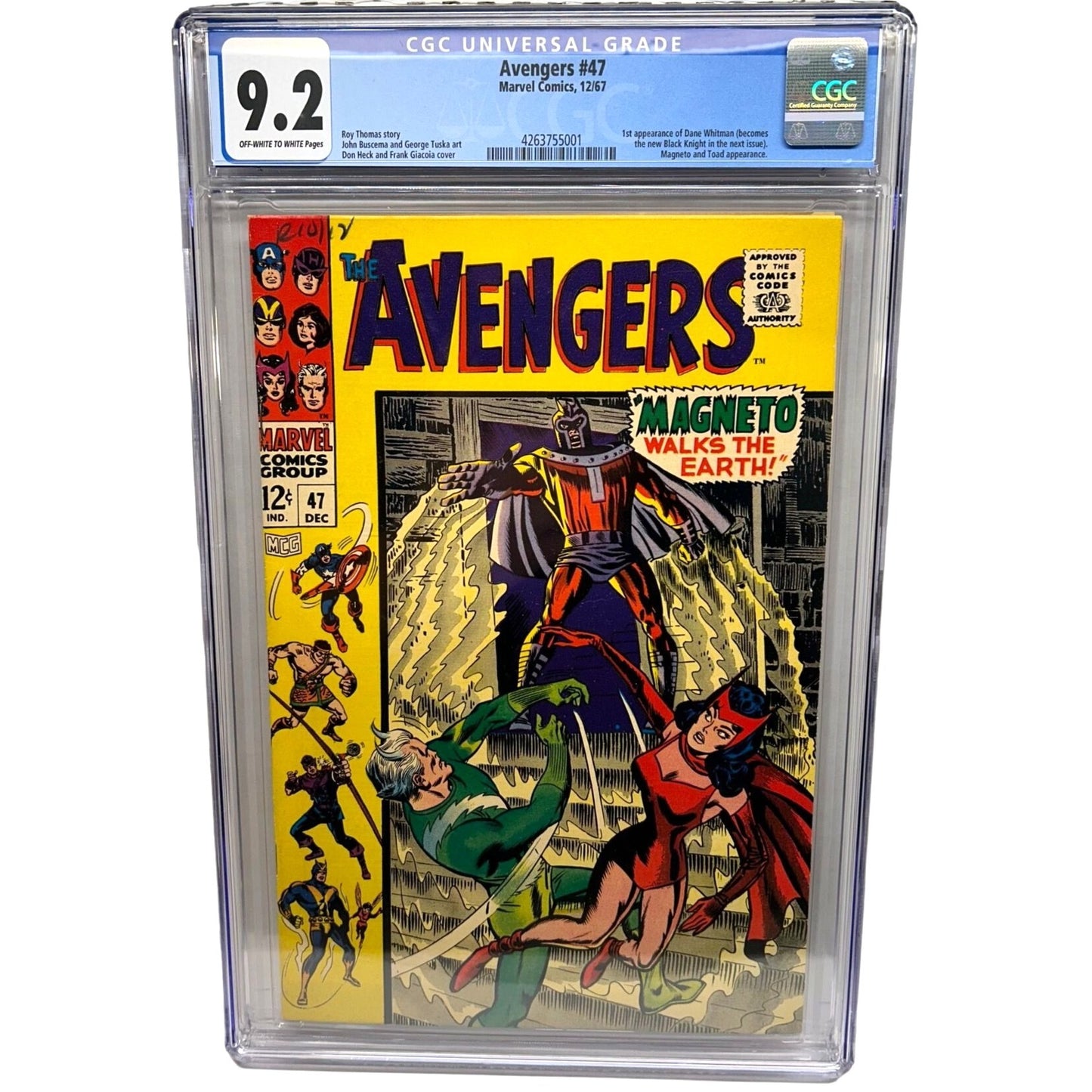 Avengers #47 CGC 9.2 1st Dane Whitman Black Knight Marvel MCU Key Issue 1967