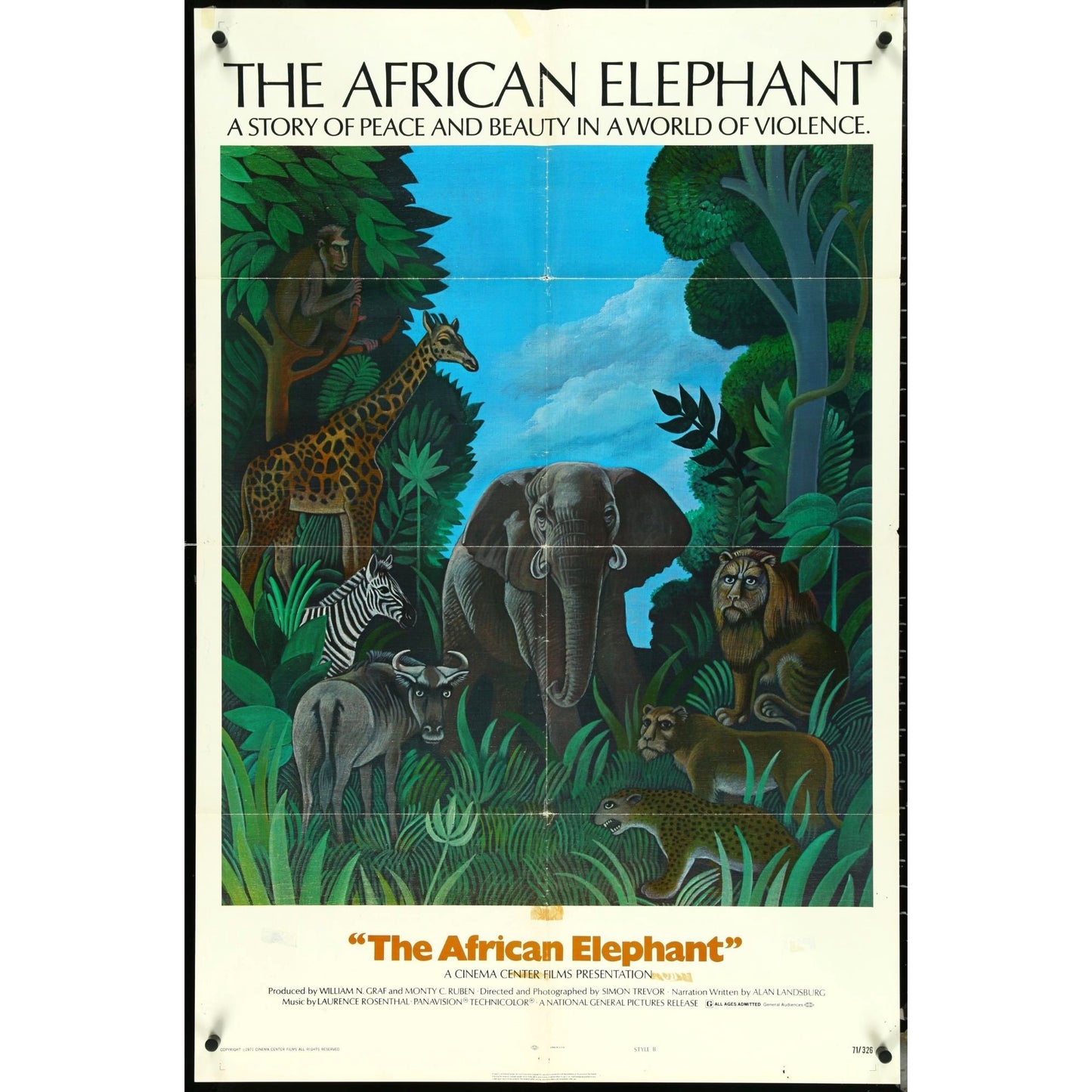 The African Elephant (1971) Original Documentary Movie Poster 27x41 EM1A12