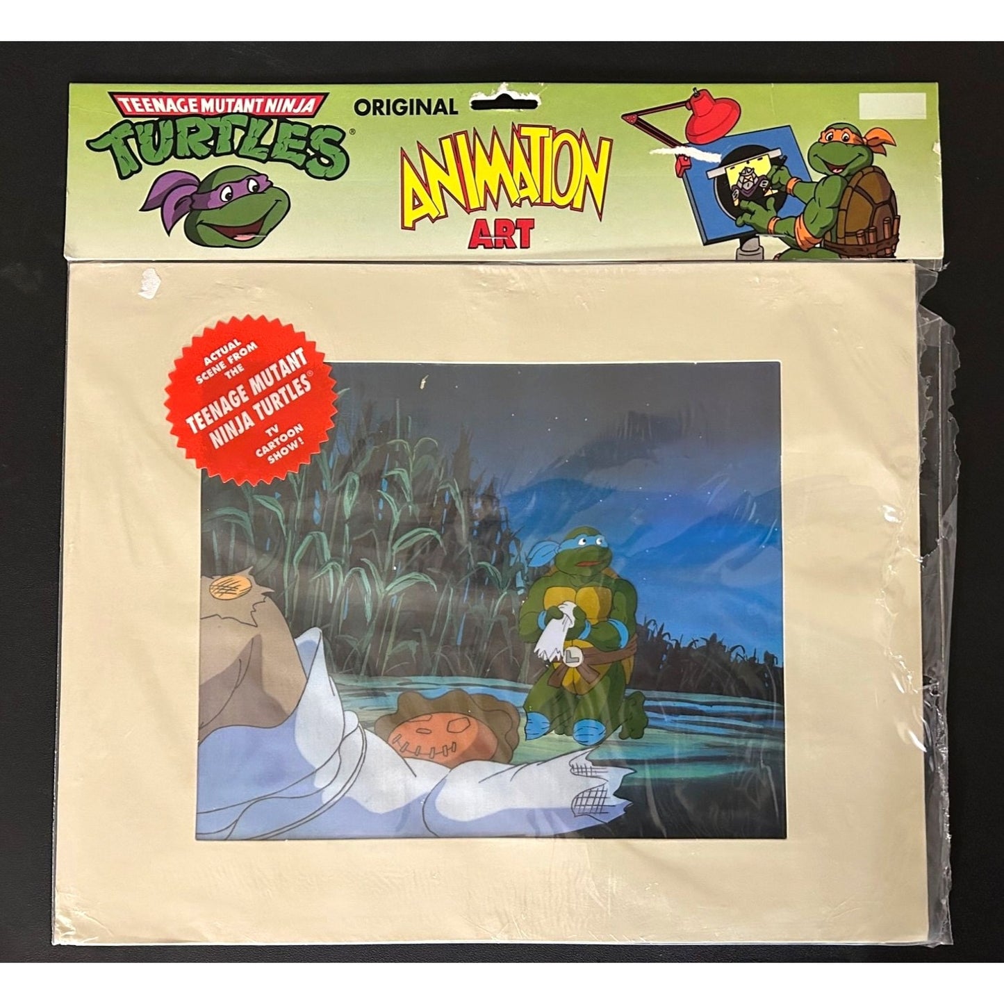 TMNT Original Animation Cel TV Actual Scene from Cartoon - Leonardo & Scarecrow