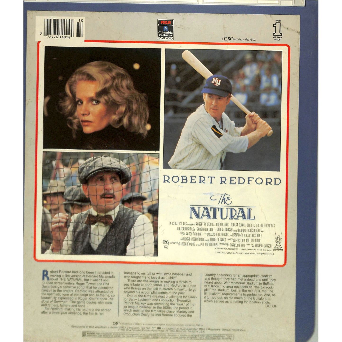 The Natural (1984) Vintage CED Double Videodisc TESTED WORKING