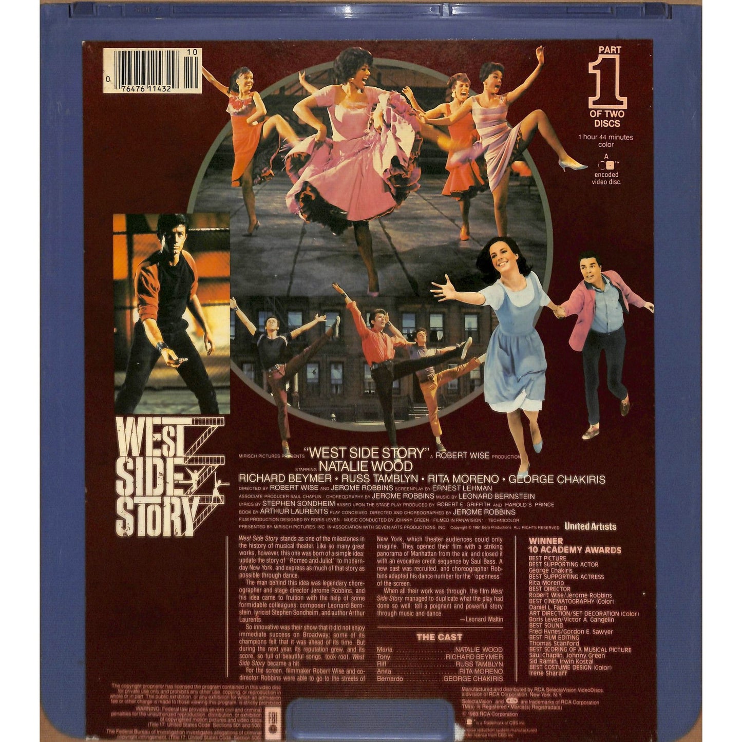 West Side Story Parts 1 & 2 (1961) Vintage CED Videodisc TESTED WORKING