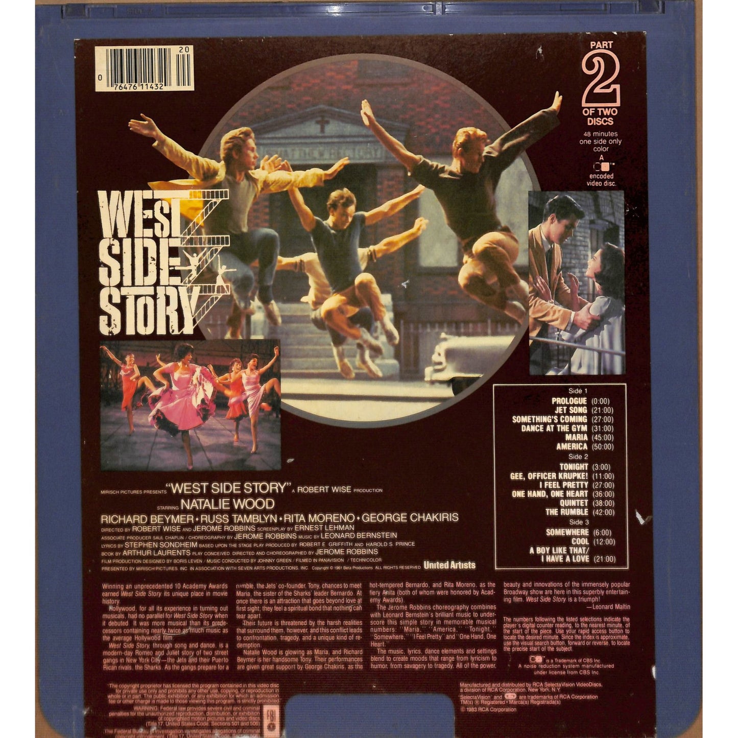 West Side Story Parts 1 & 2 (1961) Vintage CED Videodisc TESTED WORKING