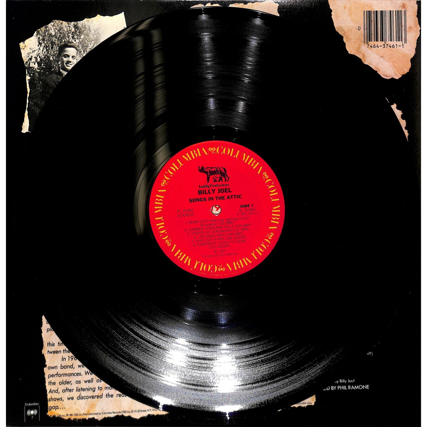 Billy Joel - Songs In The Attic Vinyl Record TC 37461