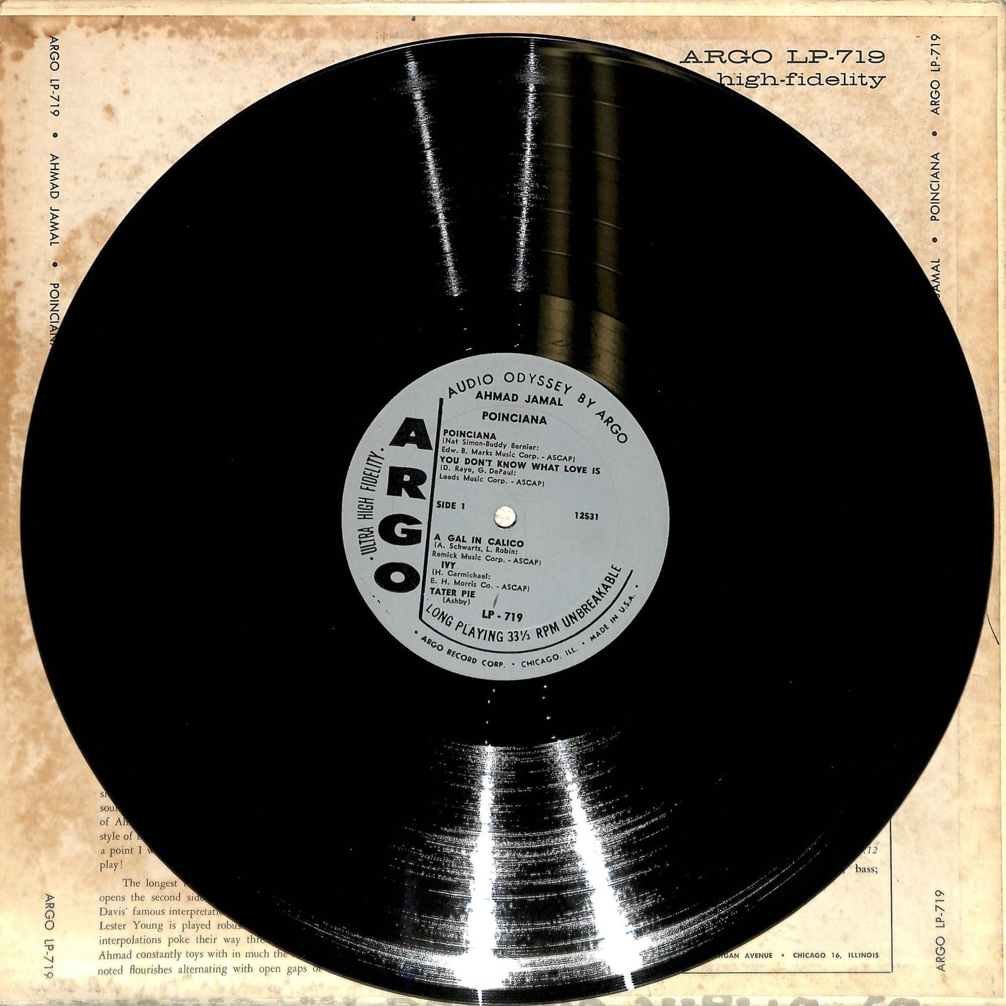 Ahmad Jamal - Poinciana (1963) Vinyl Record Argo 719