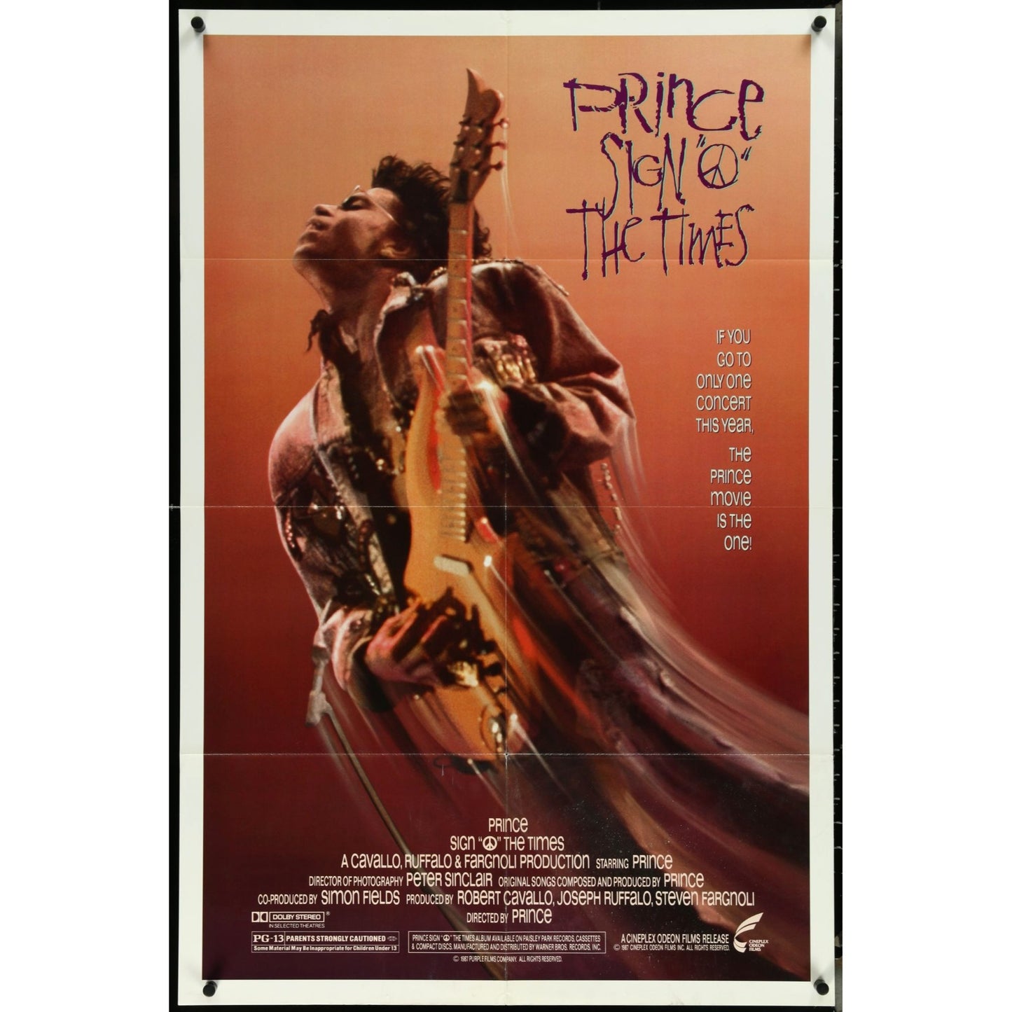 SIGN 'O' THE TIMES (1987) Original Folded One-Sheet Movie Poster 27" x 41"