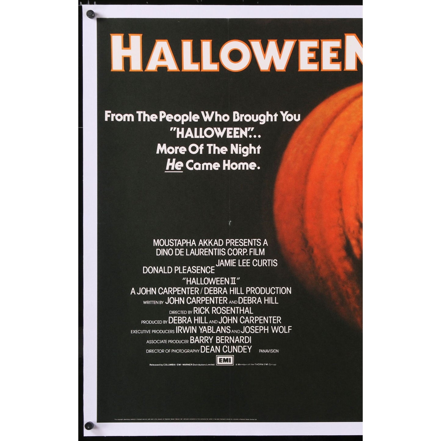 HALLOWEEN II (1982) Original Linenbacked British Quad Movie Poster RARE 30"x40"