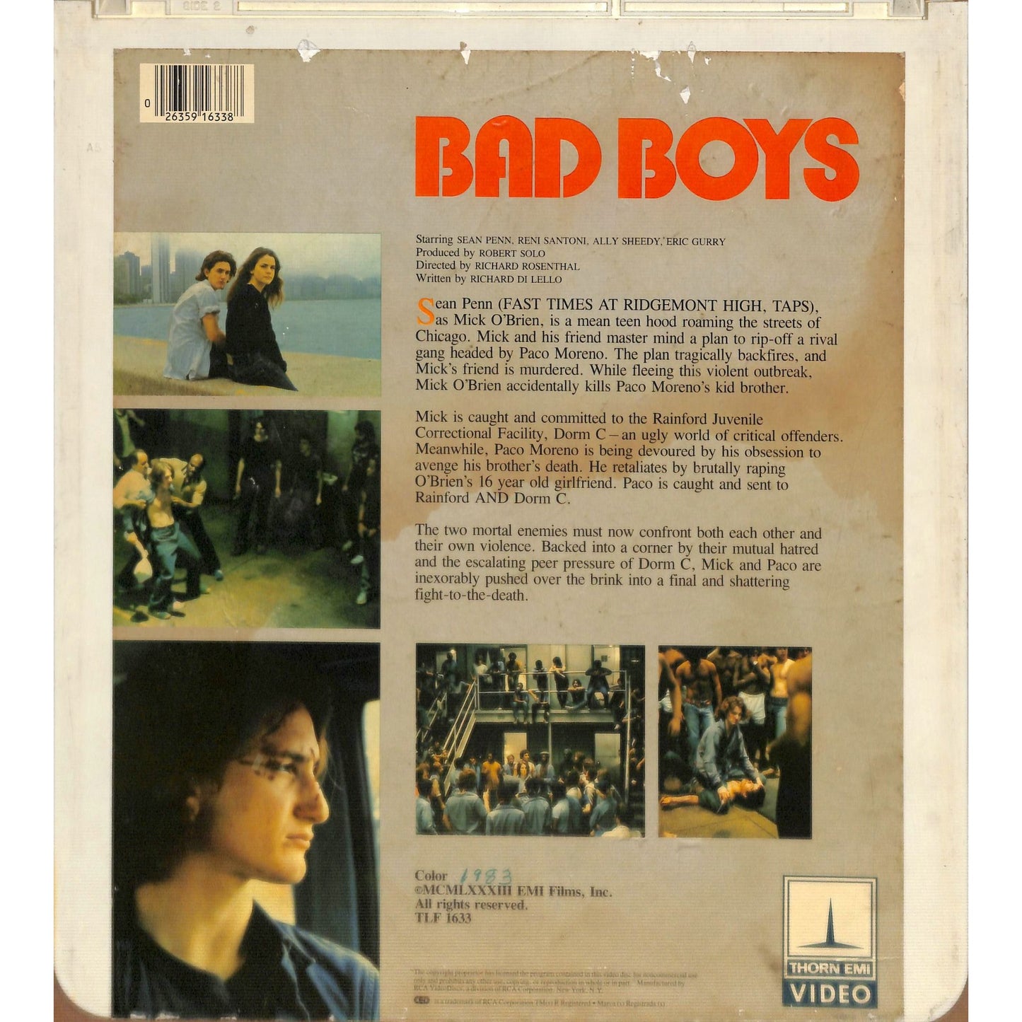 Bad Boys (1983) Vintage CED Videodisc TESTED WORKING
