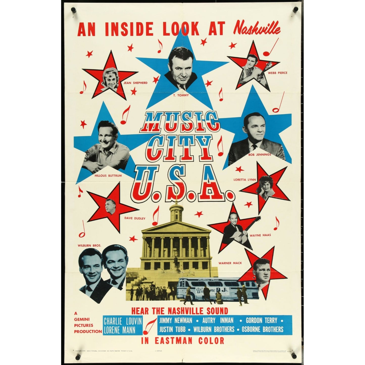 Music City U.S.A. (1966) Orig. Theatrical Poster 27x41 Country Documentary EM2B5