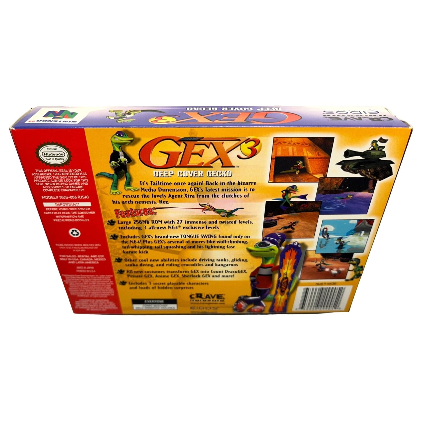 Gex 3: Deep Cover Gecko (Nintendo 64 N64, 1999) CIB Complete TESTED WORKING