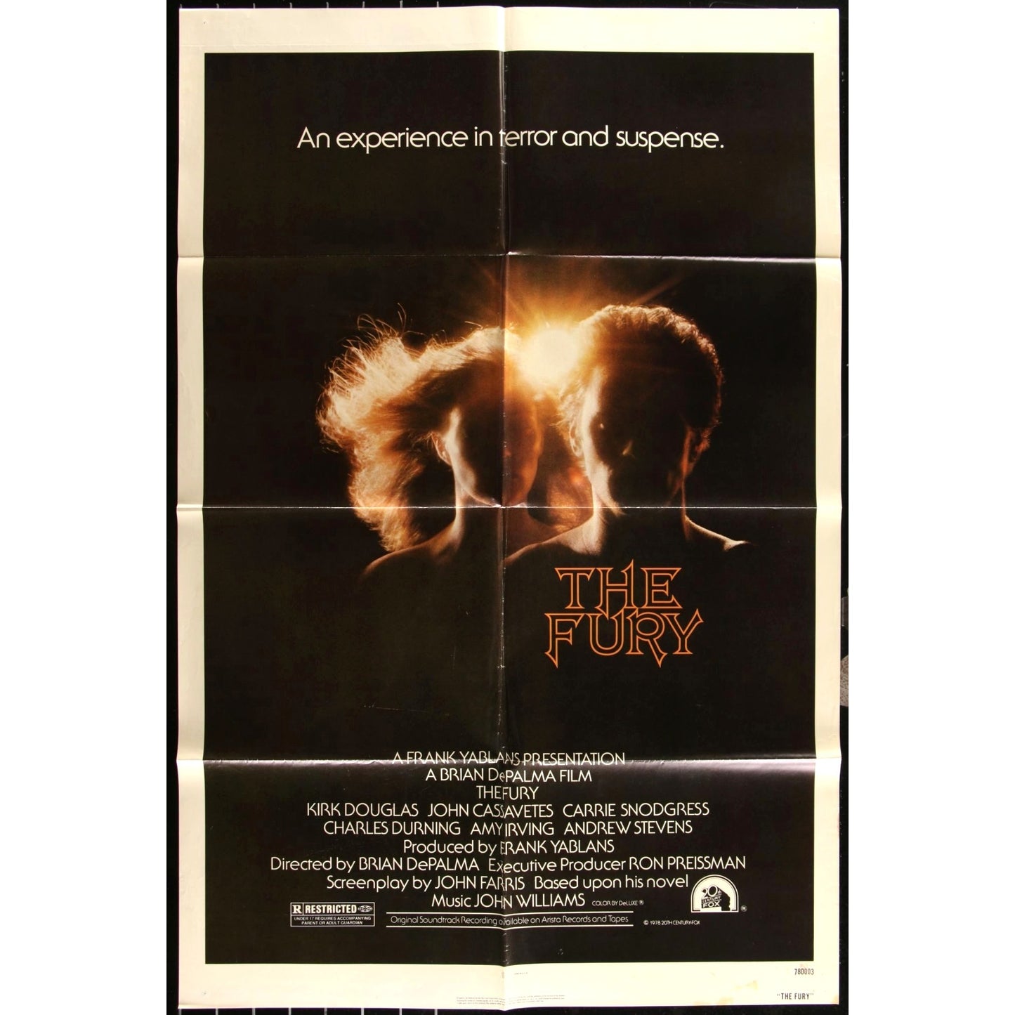 The Fury (1978) Original Movie Poster 27x41 Folded De Palma Kirk Douglas EM4-11