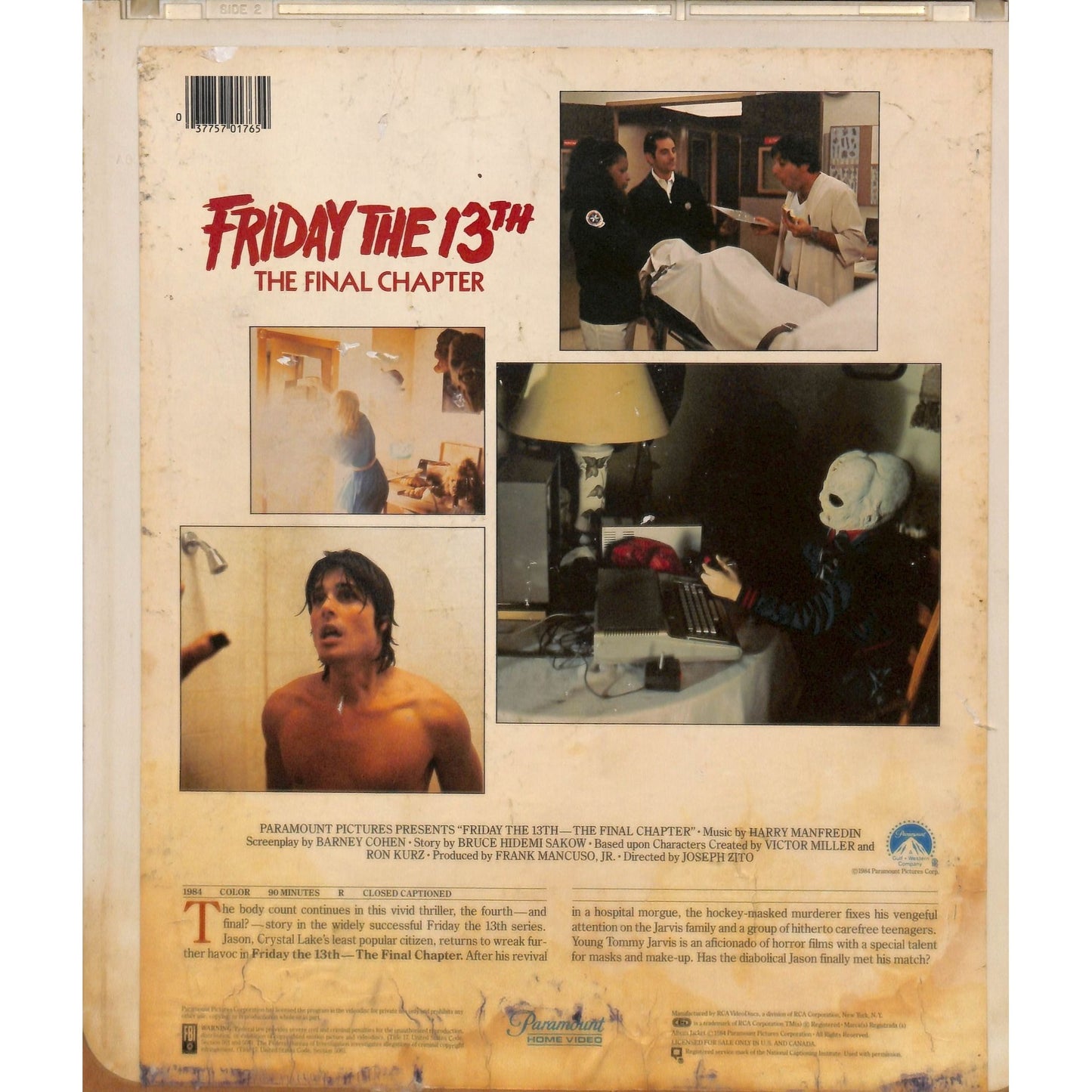 Friday the 13th final chapter (1984) CED RCA SelectaVision TESTED WORKING