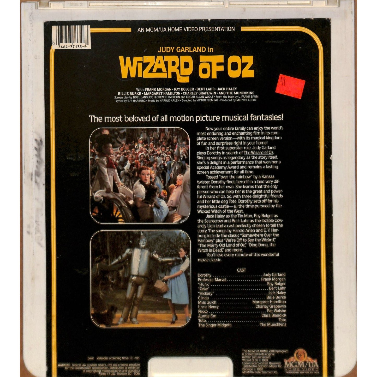 Wizard of Oz (1939) Vintage CED RCA SelectaVision Videodisc TESTED WORKING
