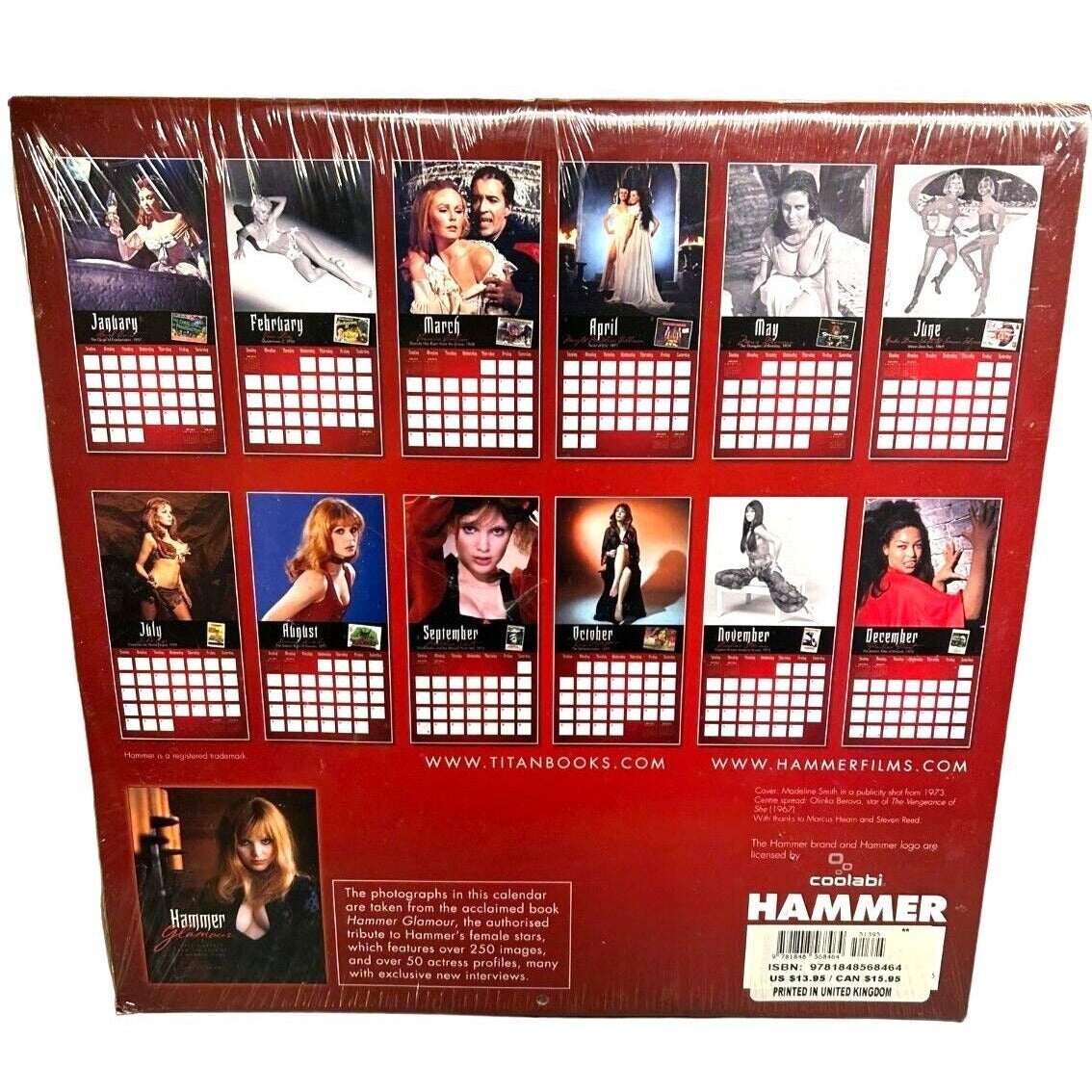 The HAMMER GLAMOUR 2012 Wall Calendar Hammer Films Most beautiful Women UNOPENED
