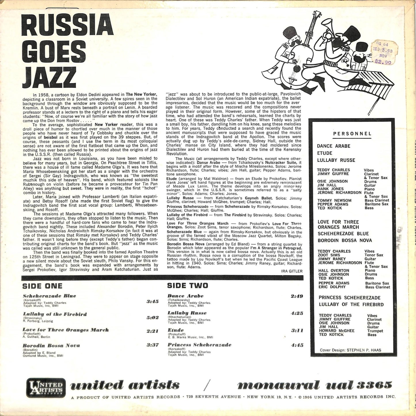 Teddy Charles & the All Stars - Russia Goes Jazz (1964) Vinyl Record UAL 3365