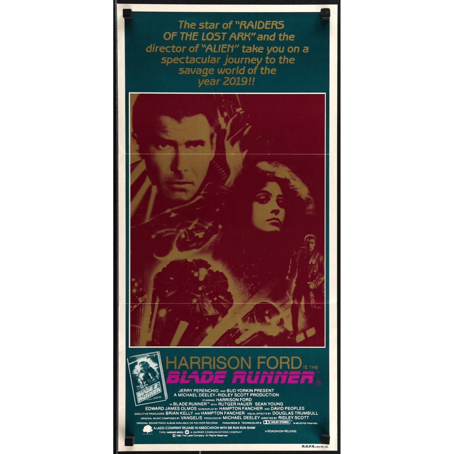 Blade Runner (1982) RARE Orig. Australian Daybill Poster 13.25" x 26.75" EM2B10