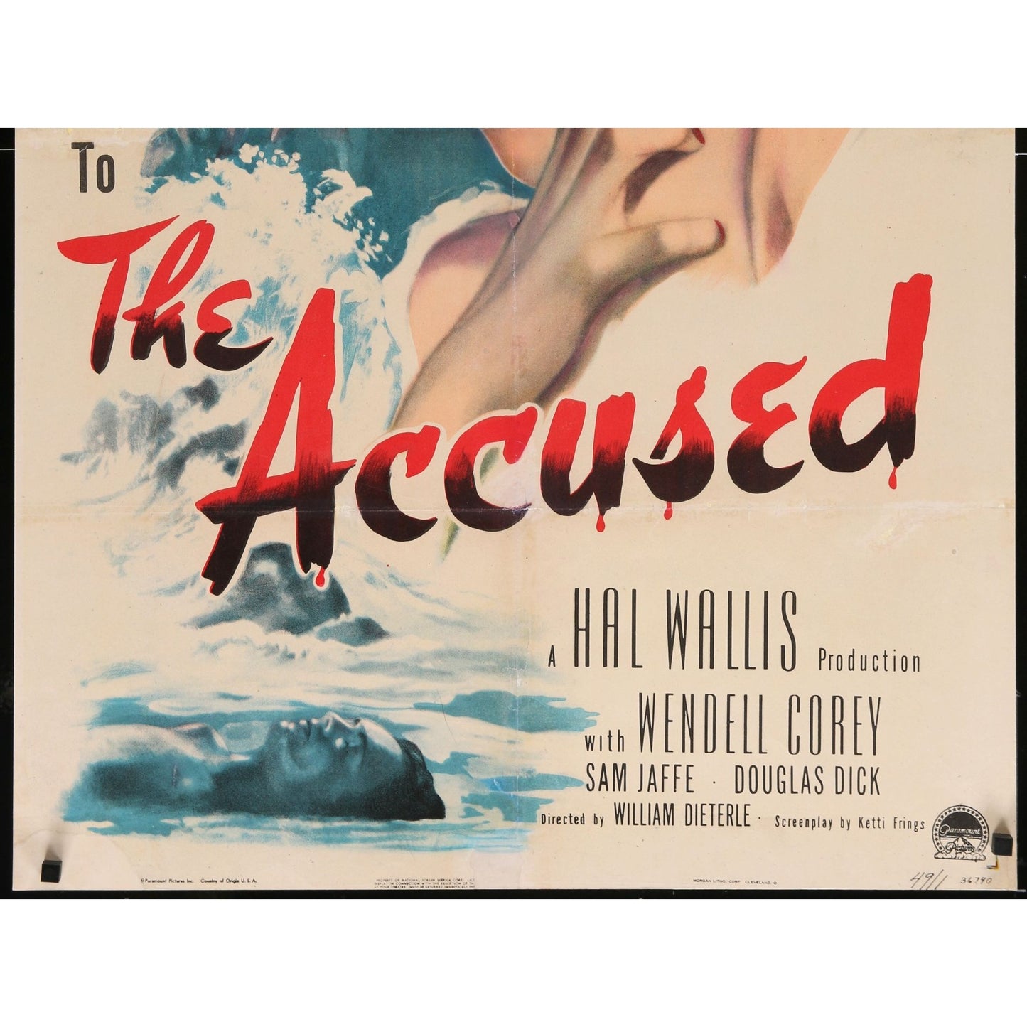 THE ACCUSED (1949) Original Theatrical 1-Sheet Movie Poster 27x40 Loretta Young