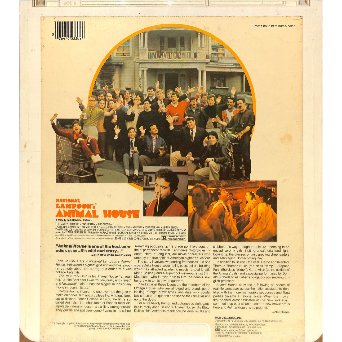 National Lampoon's Animal House (1978) CED RCA SelectaVision TESTED WORKING