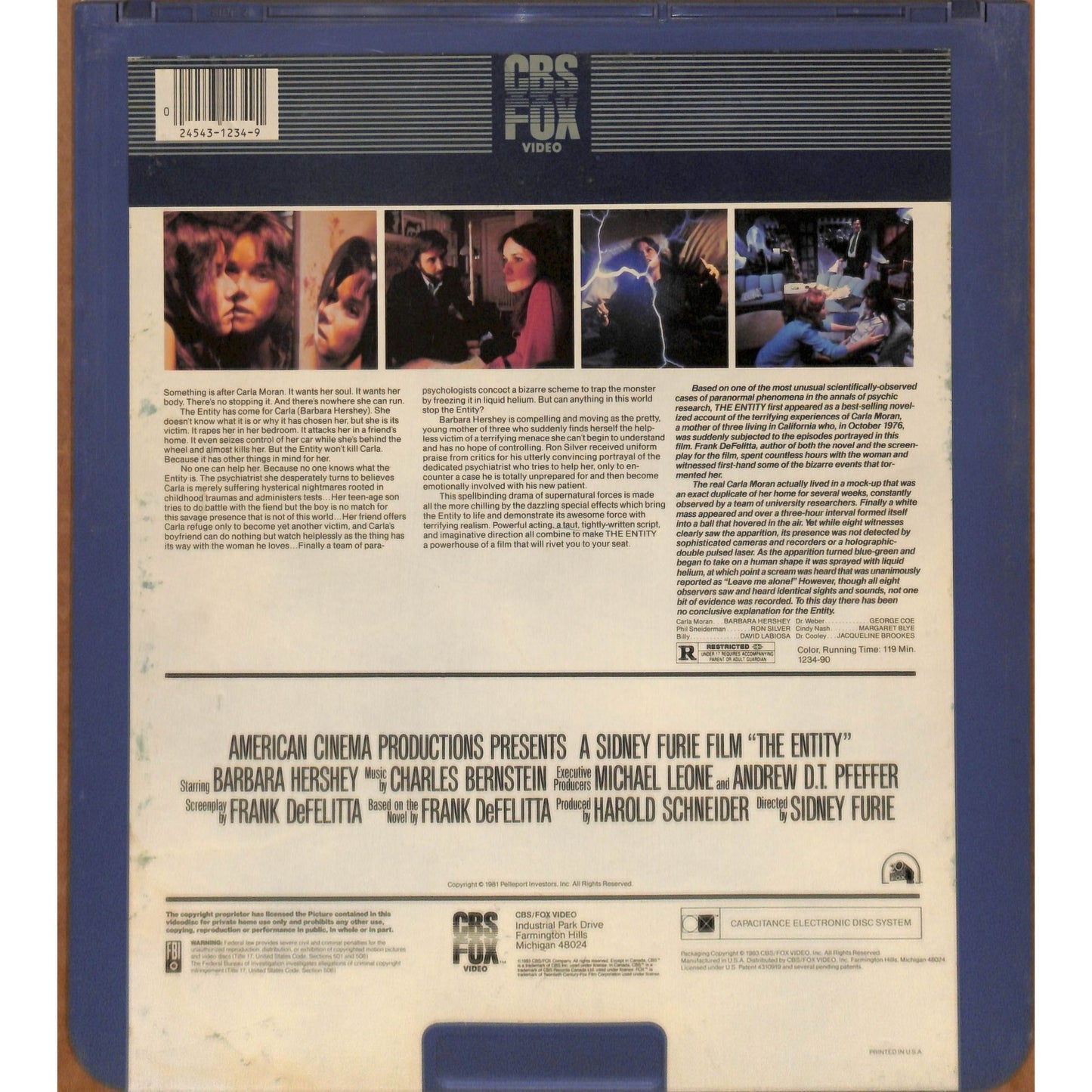 The Entity (1982) vintage CED RCA SelectaVision VideoDisc TESTED WORKING