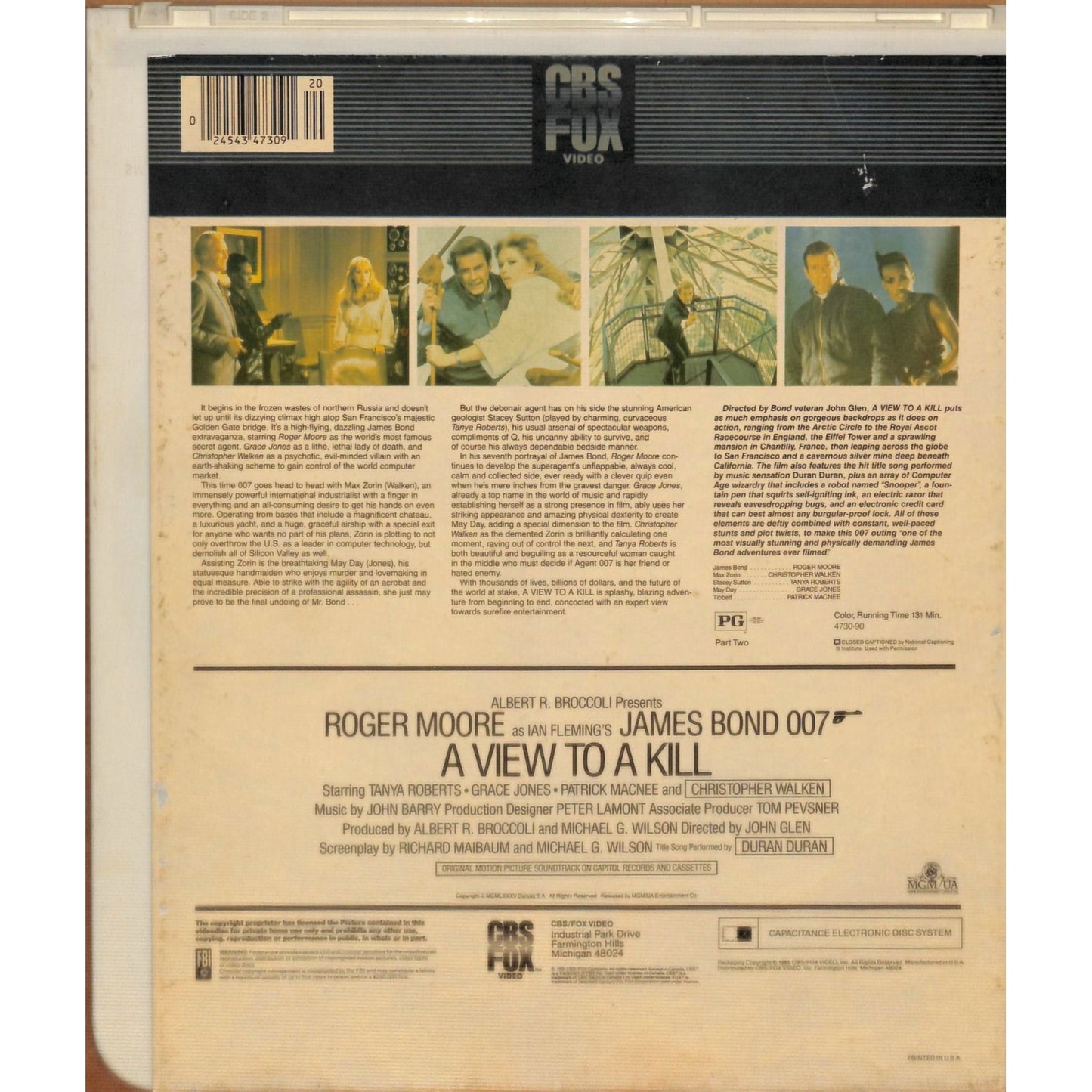 A view to kill Part 1&2 (1985) CED RCA SelectaVision Videodisc TESTED WORKING