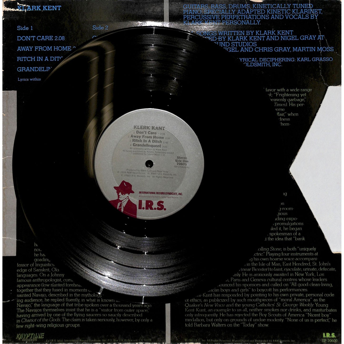 Klark Kent Self-Titled 10" Vinyl Record SP 70600