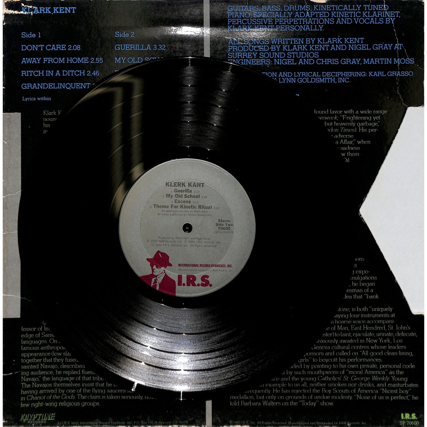 Klark Kent Self-Titled 10" Vinyl Record SP 70600