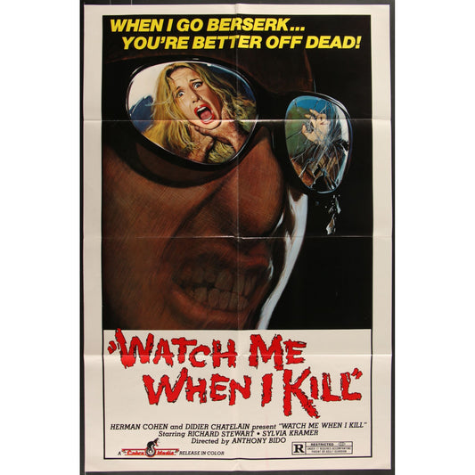 Watch Me When I Kill (1977) Original Movie Poster Folded 27x41