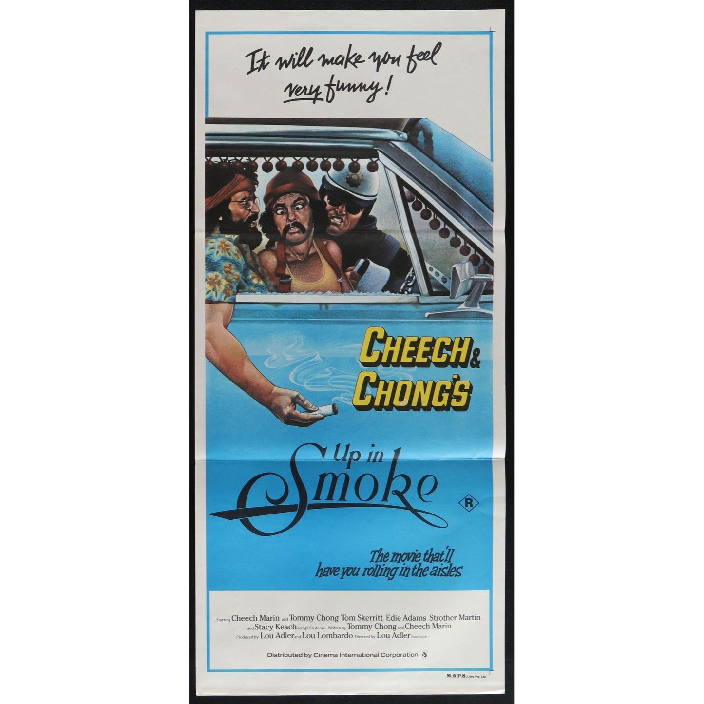 Up in Smoke (1978) Original Australian Daybill Poster Folded 13x30